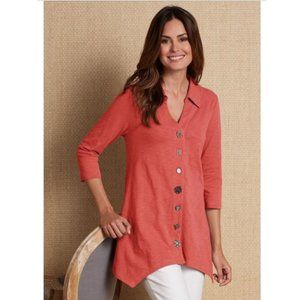 Soft Surroundings Danielle Mixed Button Tunic Top